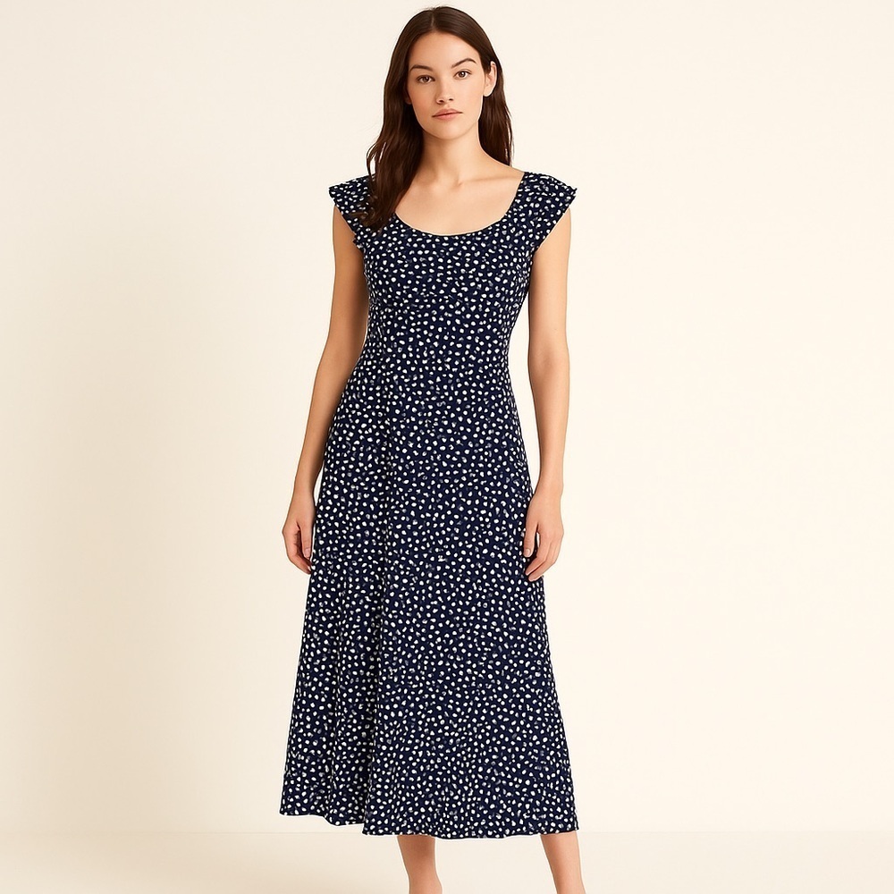 Betsy Johnson Navy Blue Polka Dot Dress Size 4